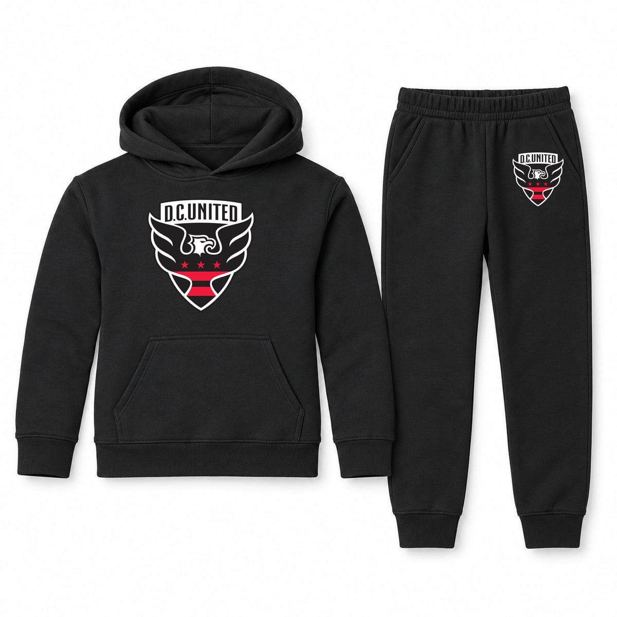 D.C. United FC youth hoodie jogger set, Black, Youth Large ages 10–12