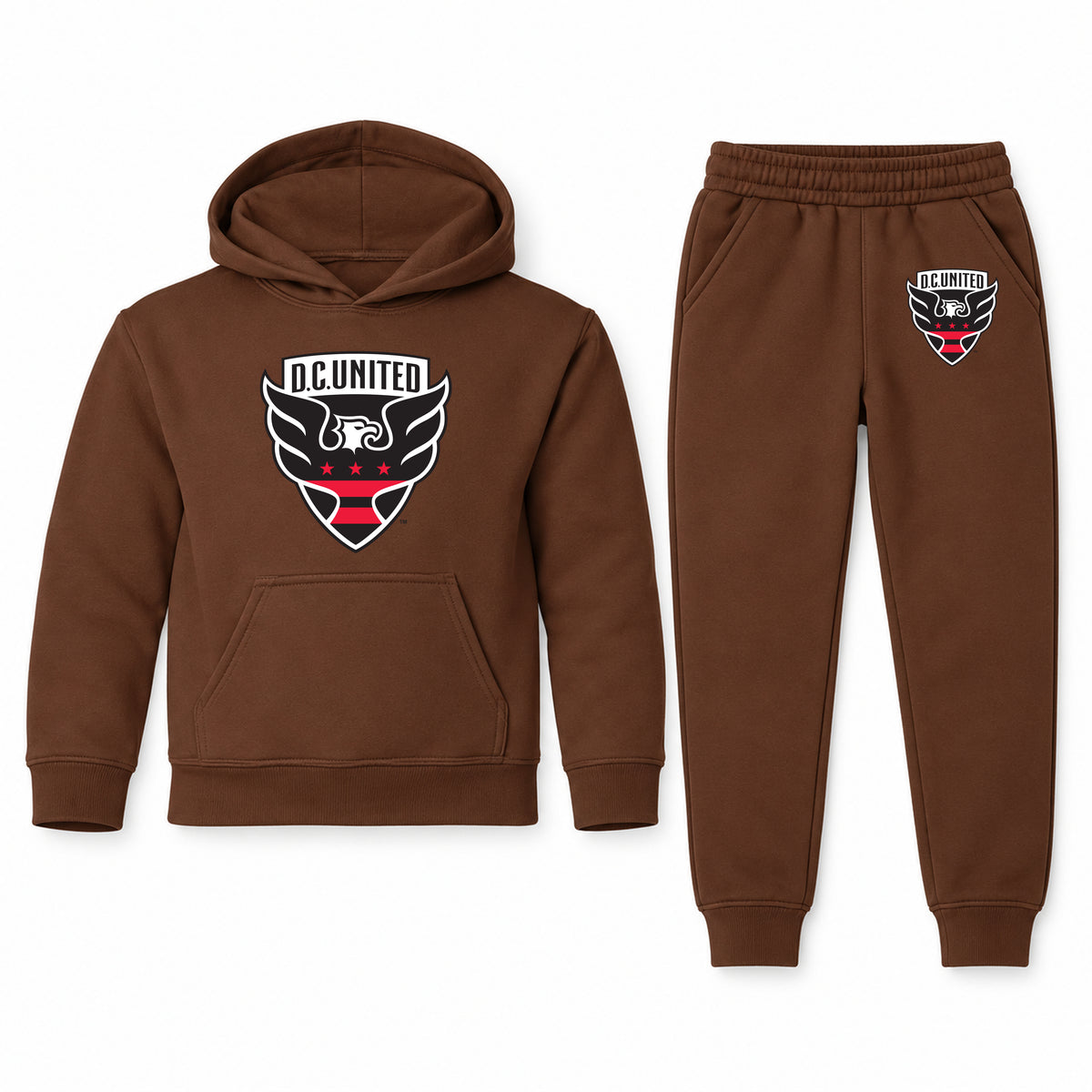 D.C. United FC youth hoodie jogger set, Brown, Youth Large ages 10–12