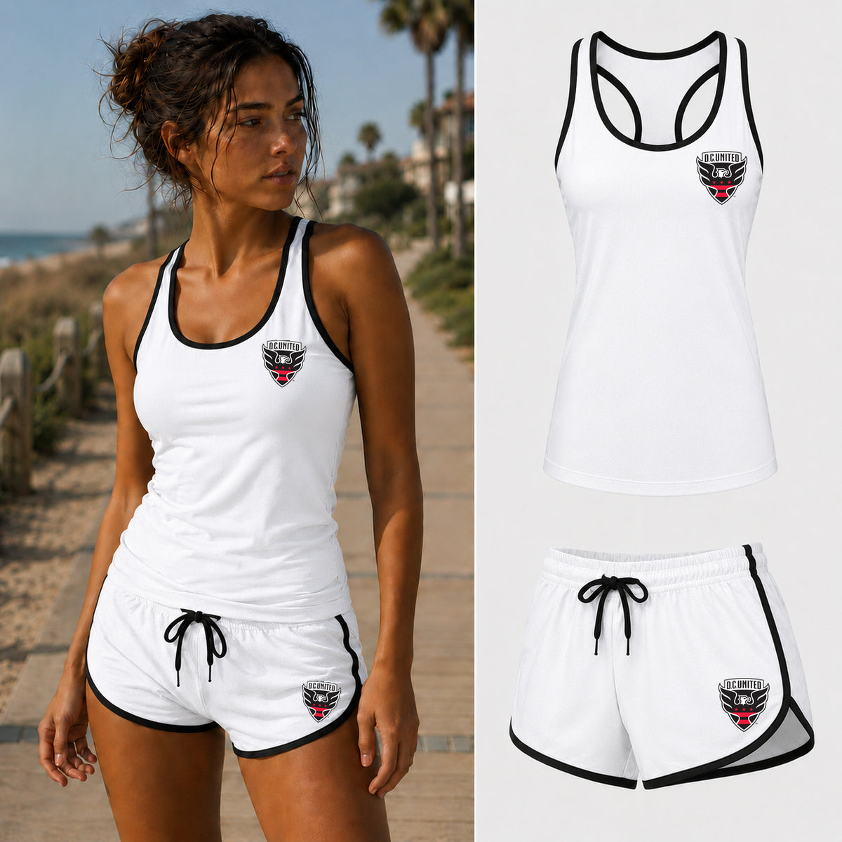 Women's D.C United F.C Tanktop and Shorts Set | Color: White