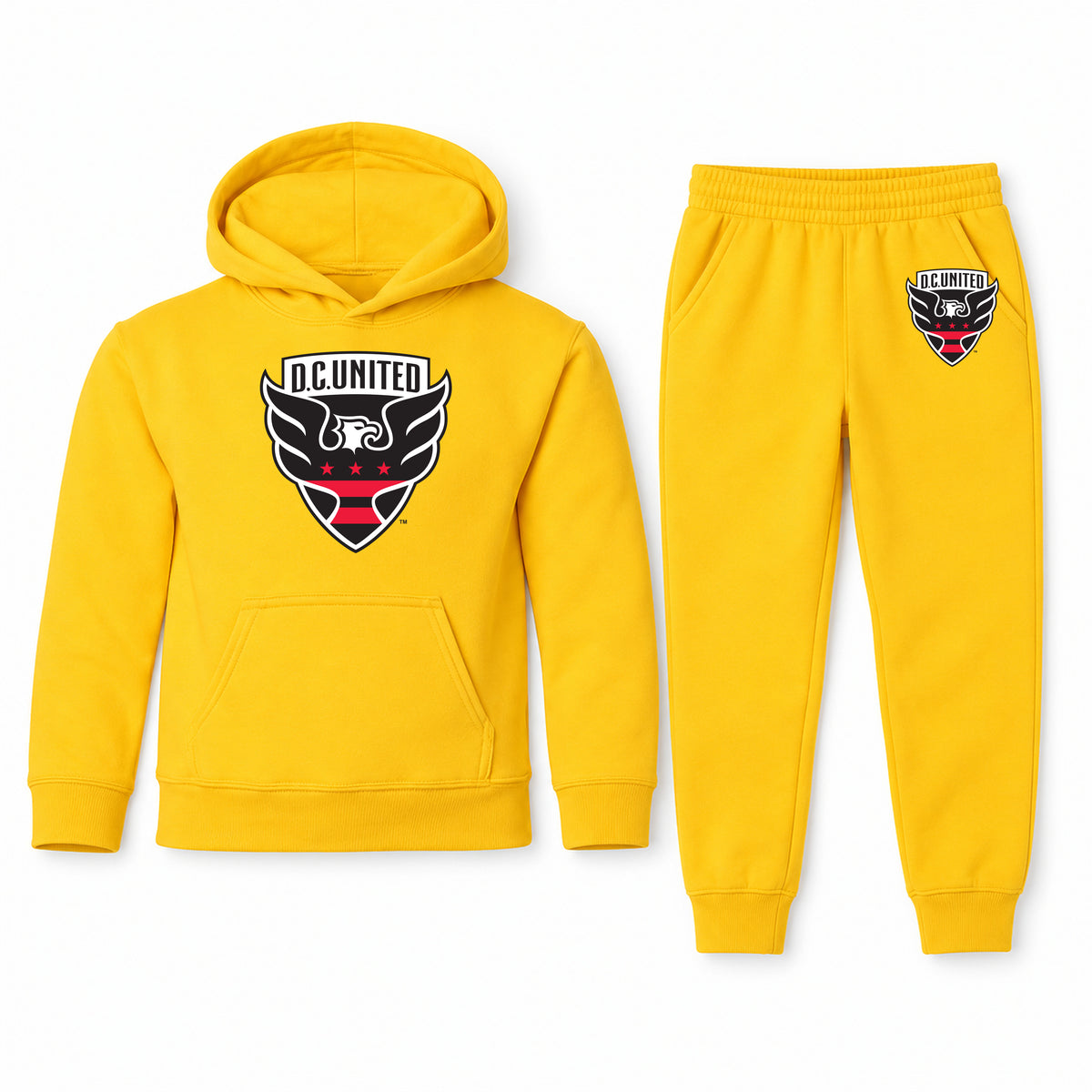 D.C. United FC youth hoodie jogger set, Yellow, Youth Large ages 10–12