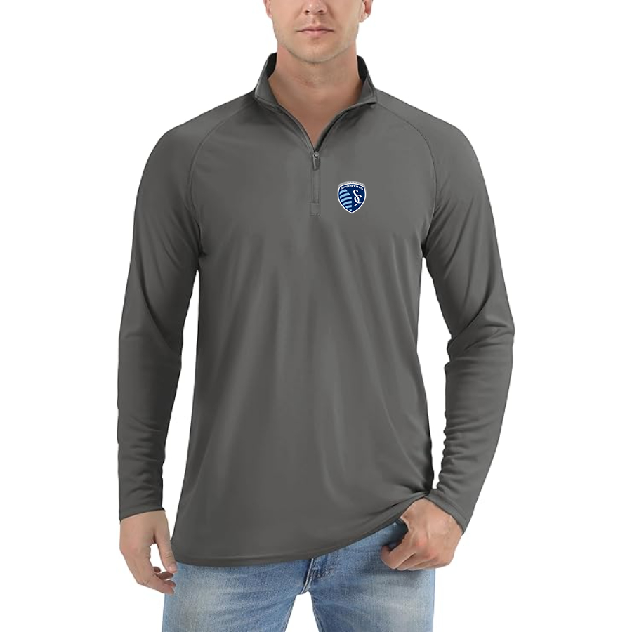 Men’s Sporting Kansas City FC  - Lightweight Quarter-Zip Athletic Shirt – Long Sleeve Performance Wear