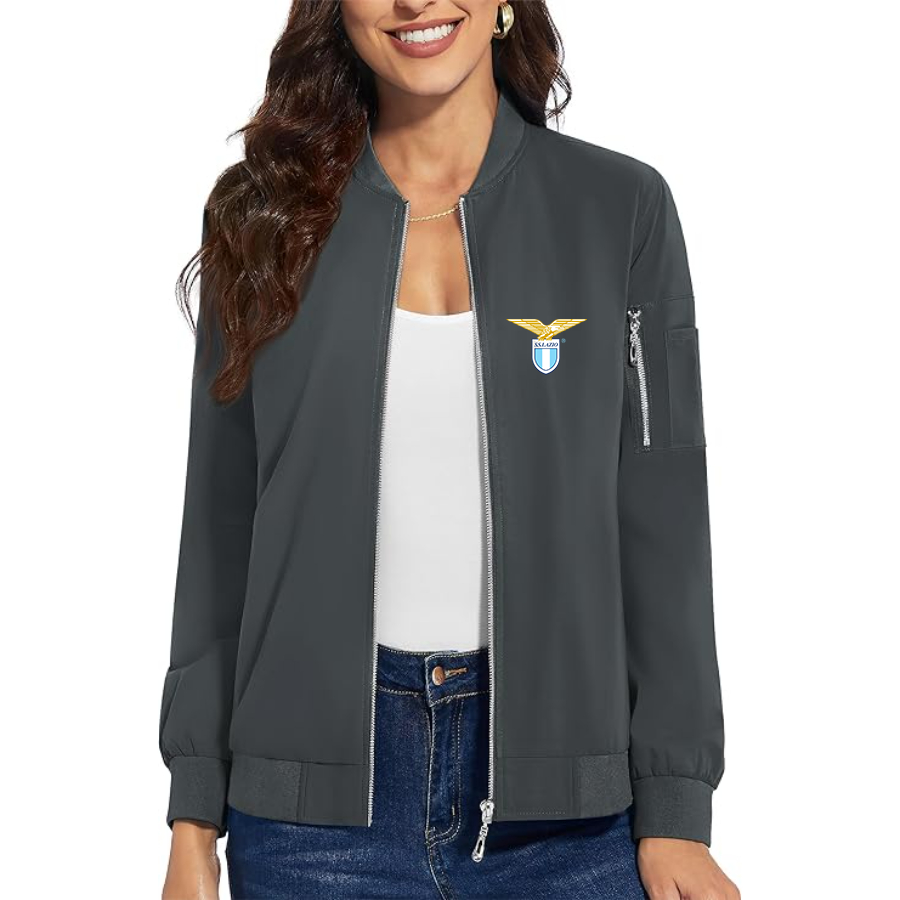 Women's Lazio FC - Premium Bomber Jacket with Polished Detailing and Functional Sleeve Pocket - Modern Luxury Outerwear