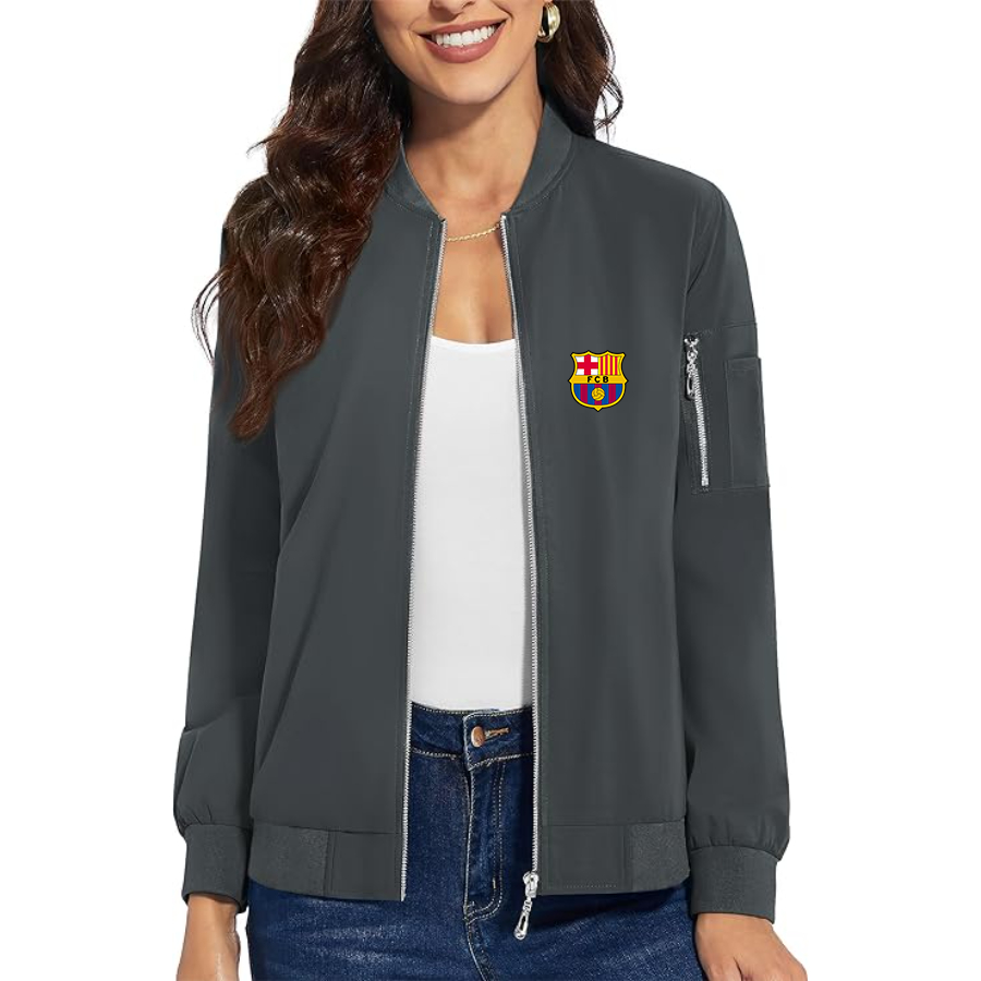 Women's  F.C. Barcelona Soccer - Premium Bomber Jacket with Polished Detailing and Functional Sleeve Pocket - Modern Luxury Outerwear (Copy)