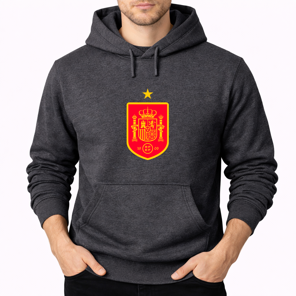 Men's Spain Red Logo National Soccer Team Pullover Hoodie