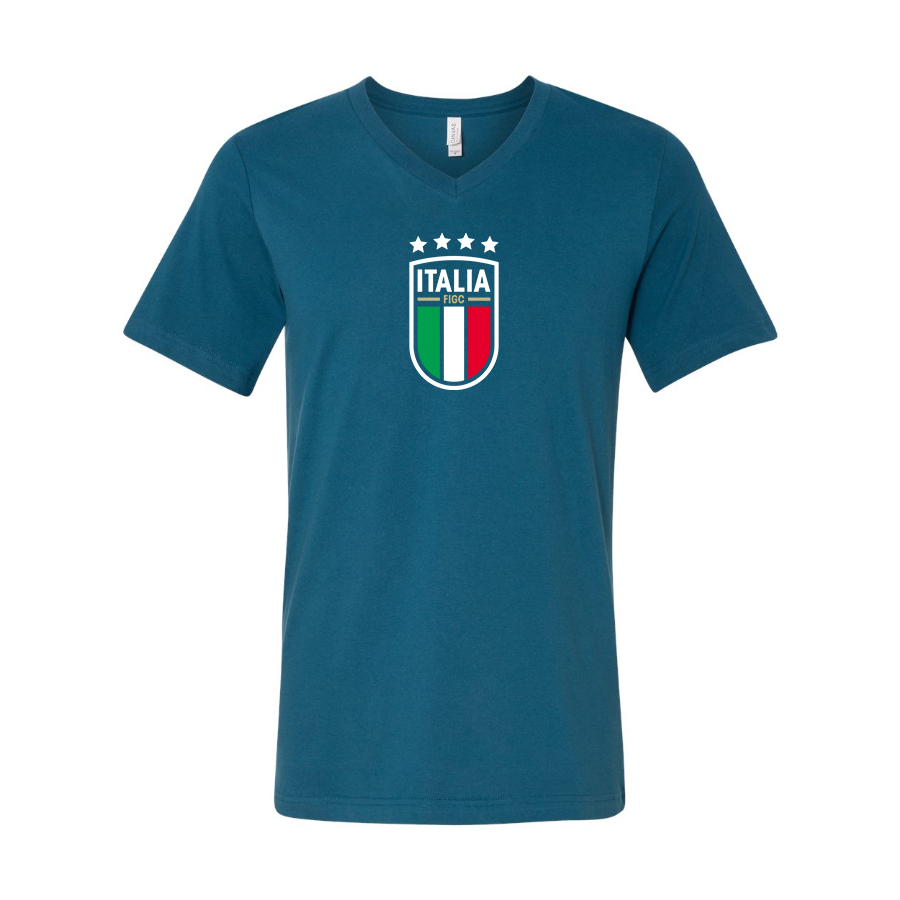 Men’s Italy National Soccer Team  - BELLA + CANVAS - Jersey V-Neck Tee - 3005