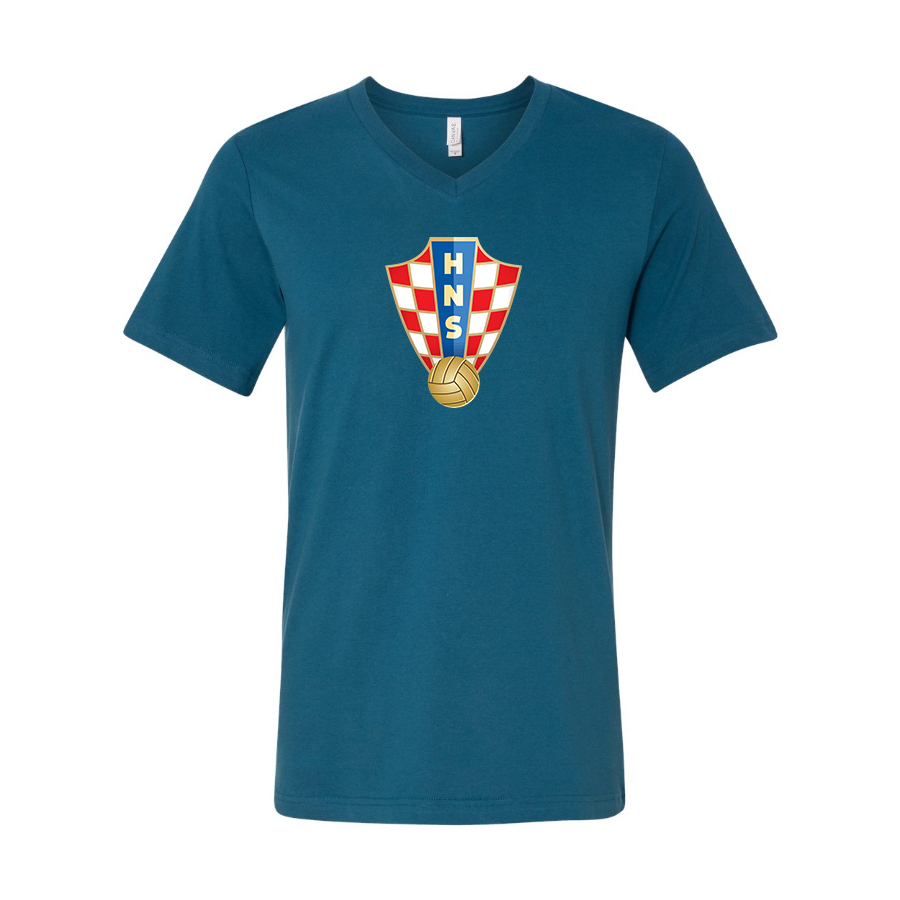 Men’s Croatia National Soccer Team - BELLA + CANVAS - Jersey V-Neck Tee - 3005