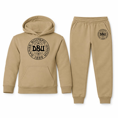 Denmark Soccer youth hoodie jogger set, Khaki, Youth Large ages 10–12