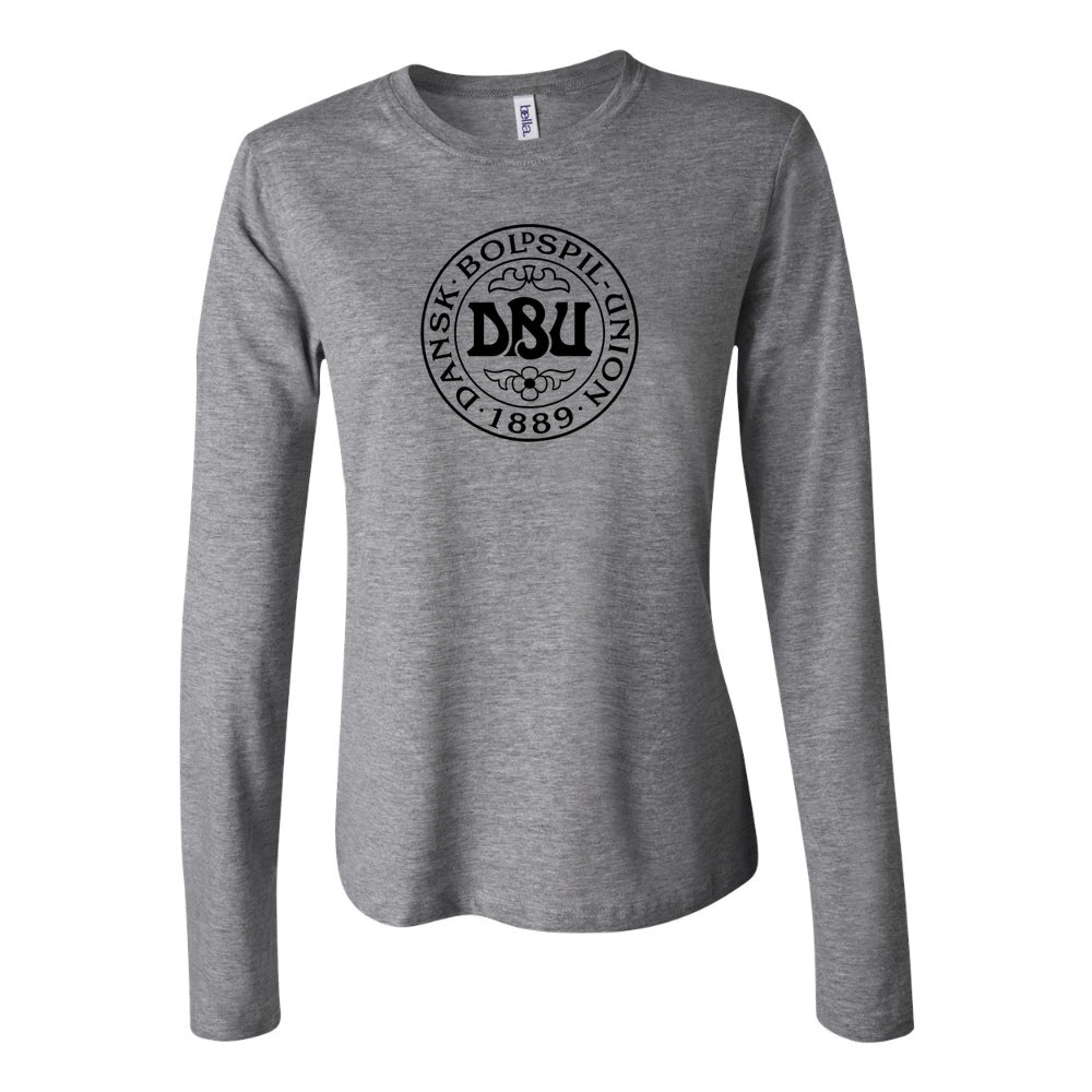 Women's Denmark Soccer Long Sleeve T-Shirt | Color: Grey | Original artwork on Drive garment