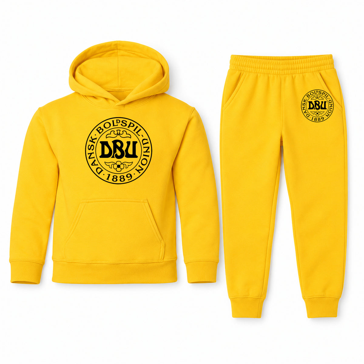 Denmark Soccer youth hoodie jogger set, Yellow, Youth Large ages 10–12