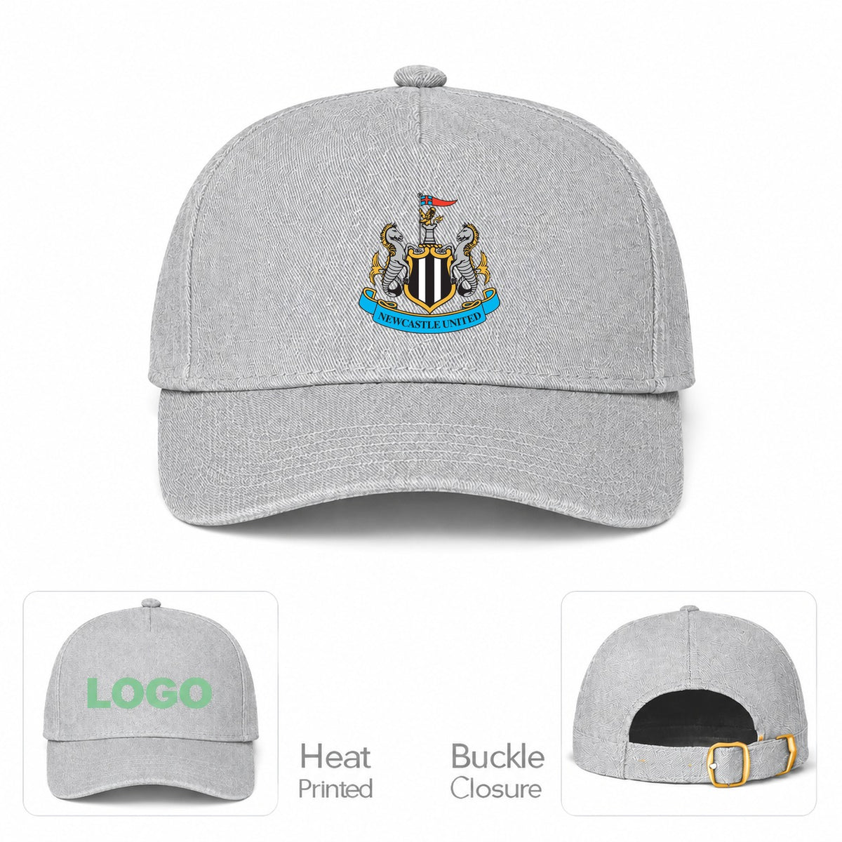 Newcastle United FC Dad Baseball Cap Hat - Gray