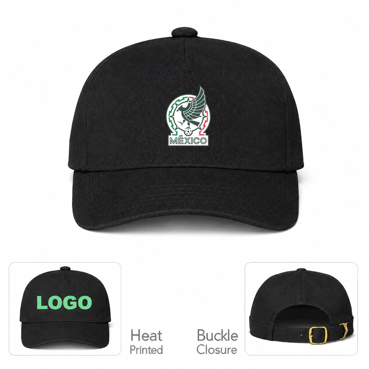 Mexico Soccer Dad Baseball Cap Hat - Black
