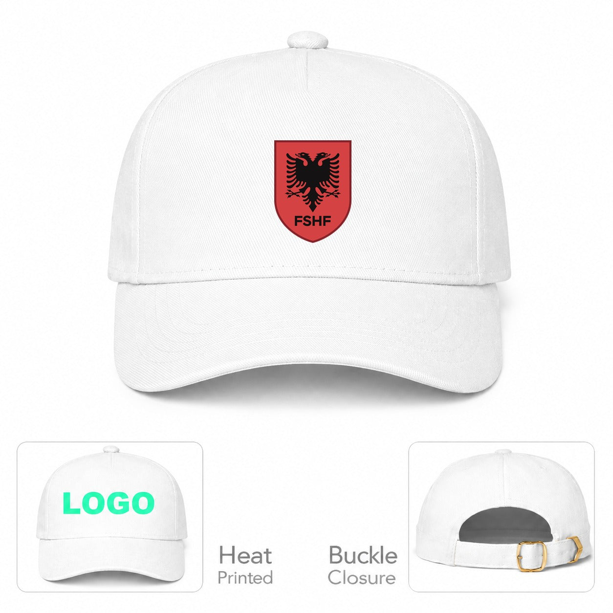 Albania National Soccer Team Dad Baseball Cap Hat - White