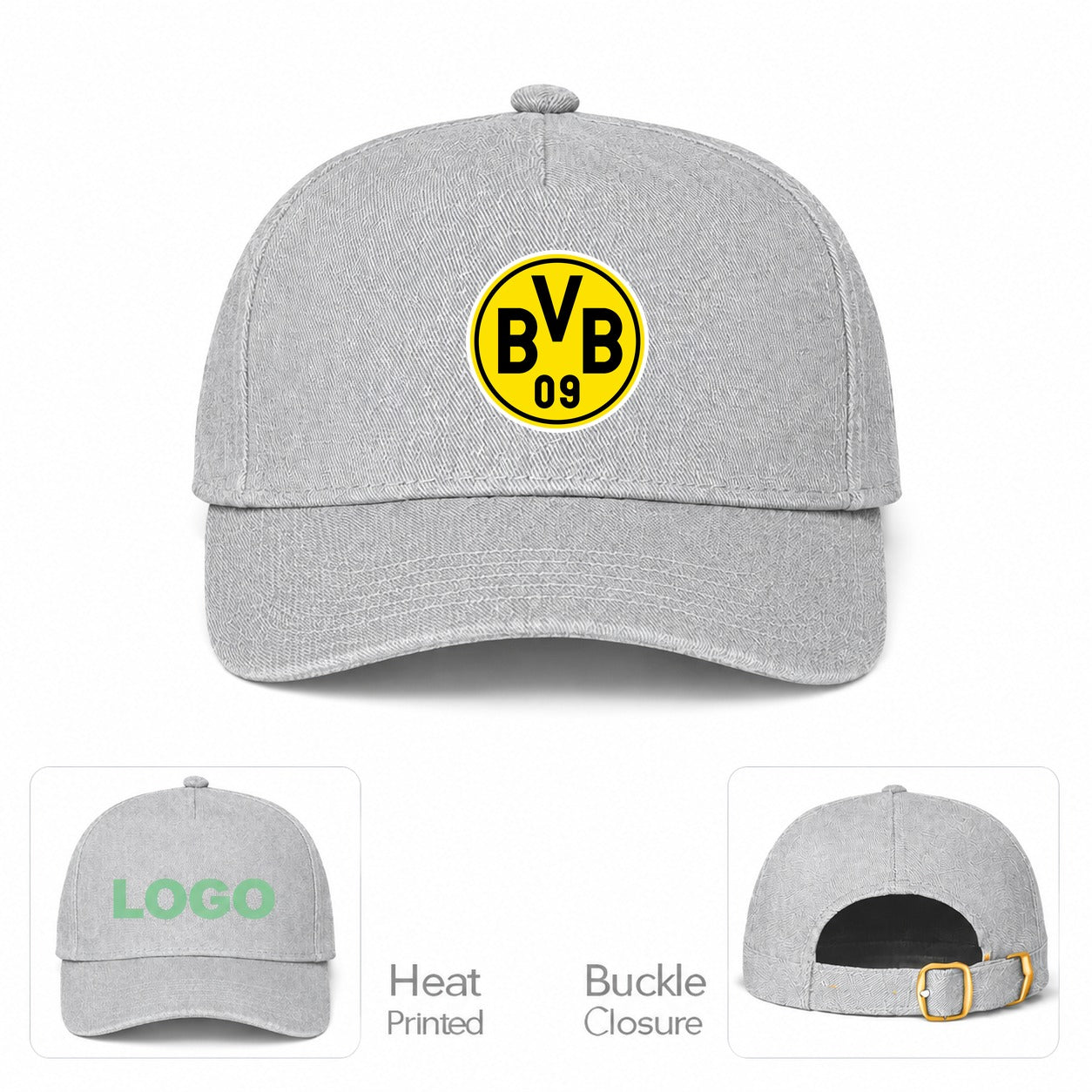 Borussia Dortmund BVB FC Dad Baseball Cap Hat - Gray