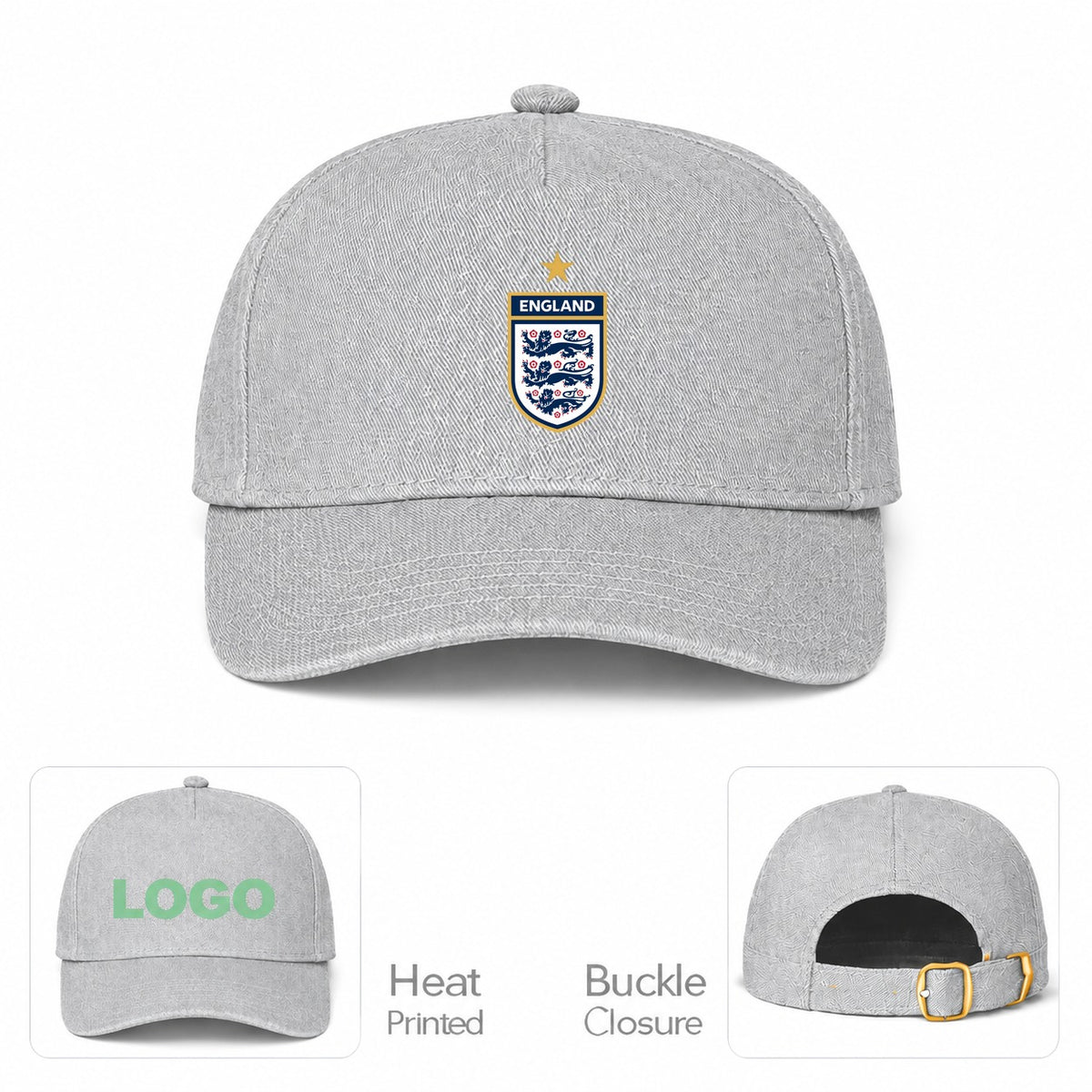 England National Soccer Team Dad Baseball Cap Hat - Gray