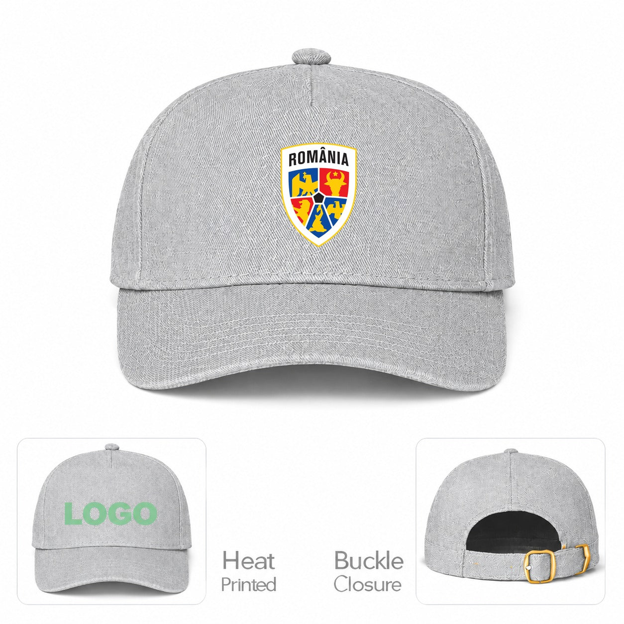 Romania National Soccer Team Dad Baseball Cap Hat - Gray