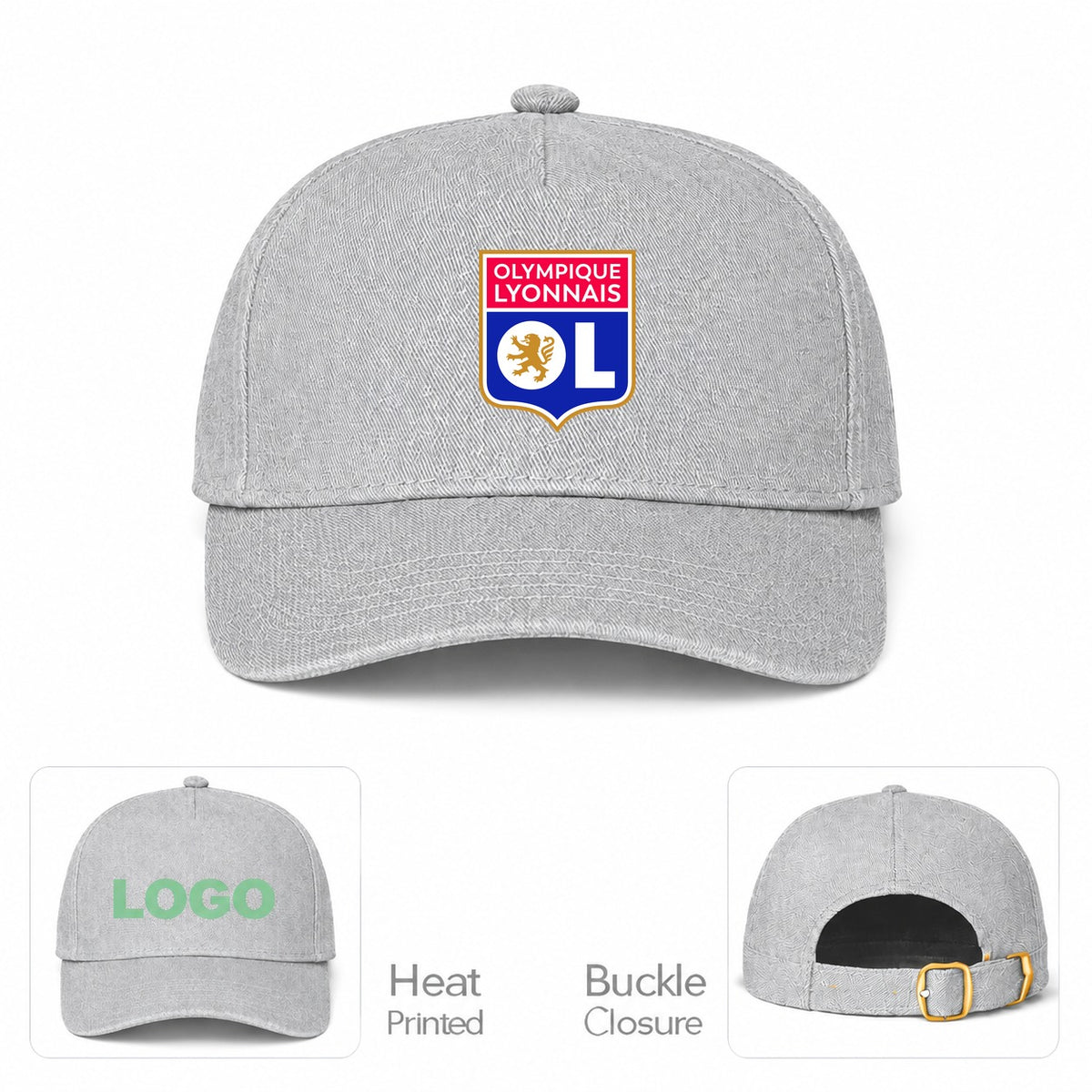 Olympique Lyonnais FC Dad Baseball Cap Hat - Gray