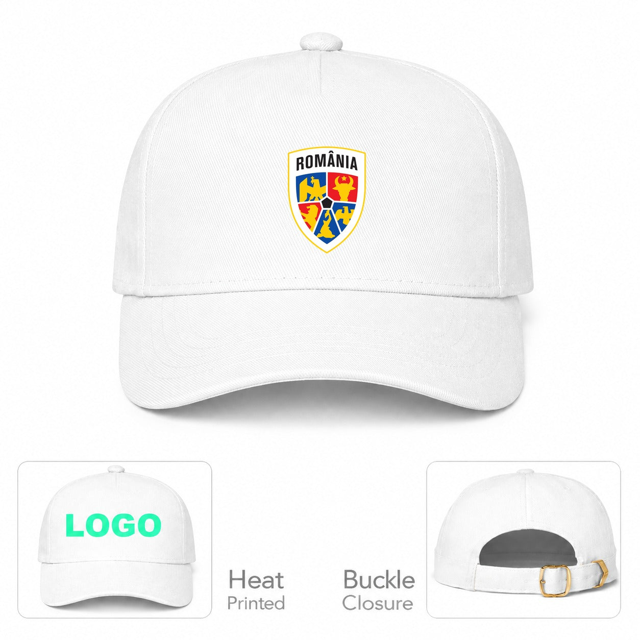 Romania National Soccer Team Dad Baseball Cap Hat - White