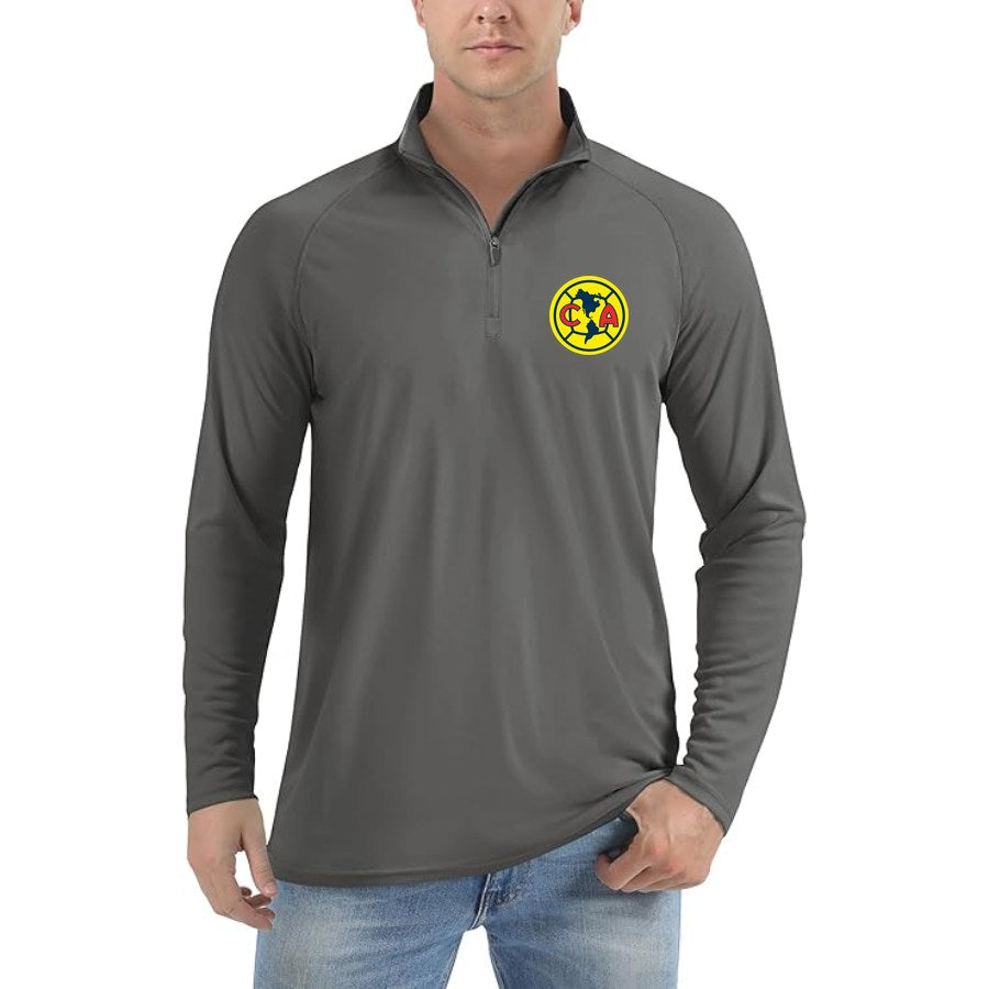 Men's Club America Football Lightweight Quarter-Zip Athletic Shirt Long Sleeve Performance Wear - Dark Gray