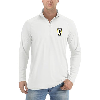 Men's Columbus Crew FC Lightweight Quarter-Zip Athletic Shirt Long Sleeve Performance Wear - White