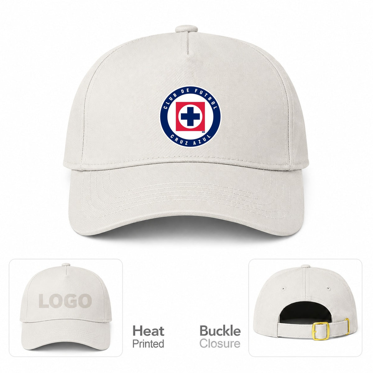 Cruz Azul Football Club Dad Baseball Cap Hat - Beige