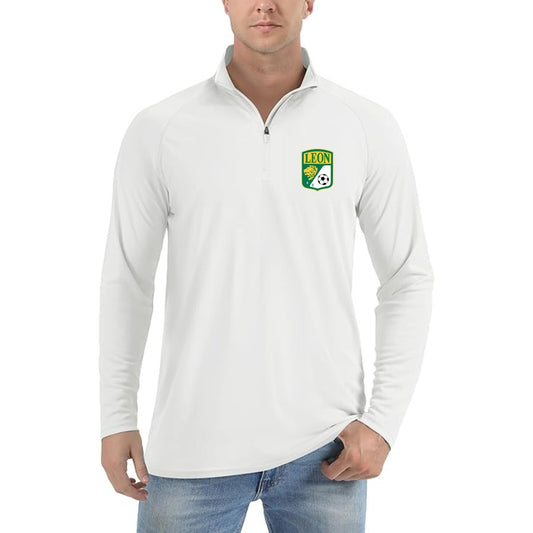 Men's Leon FC Lightweight Quarter-Zip Athletic Shirt Long Sleeve Performance Wear - White