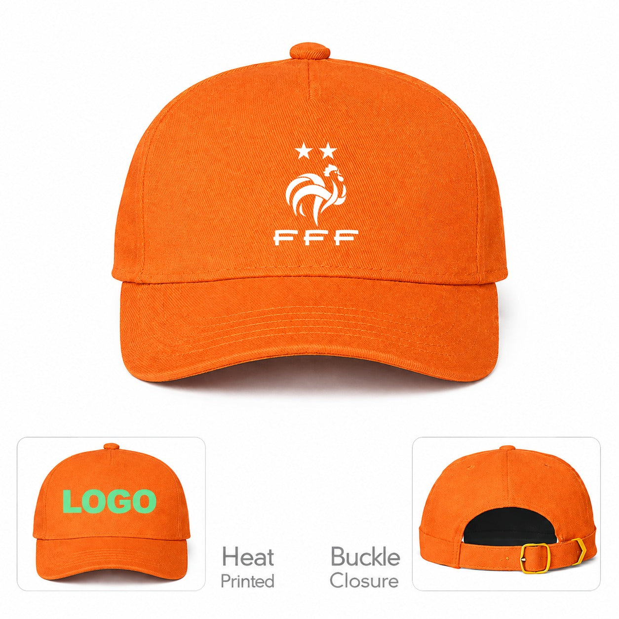 France Soccer Dad Baseball Cap Hat - Orange