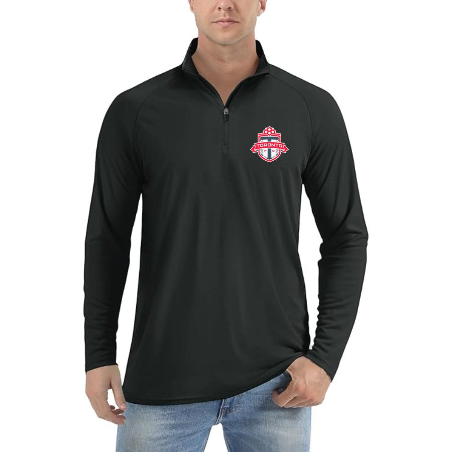 Men's Toronto FC Lightweight Quarter-Zip Athletic Shirt Long Sleeve Performance Wear - Black