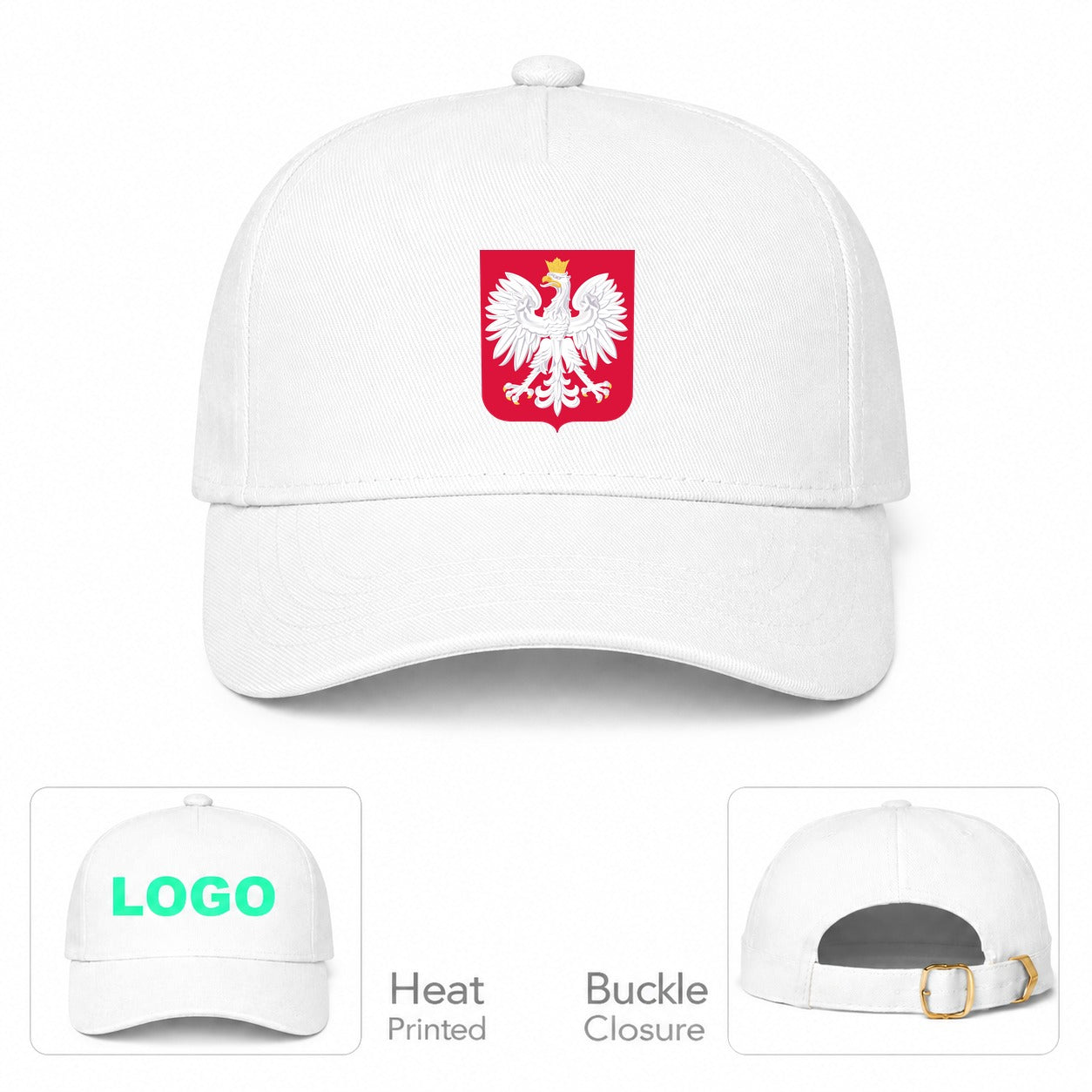 Poland National Soccer Team Dad Baseball Cap Hat - White