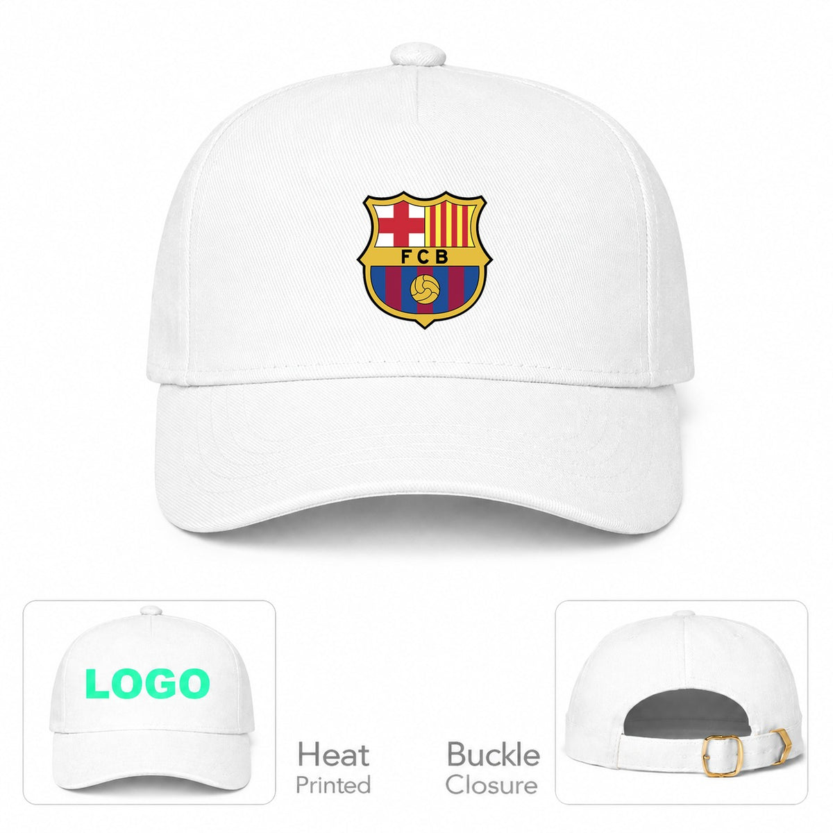 F.C. Barcelona Soccer Dad Baseball Cap Hat - White