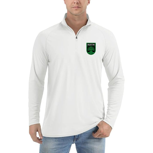 Men's Austin FC Lightweight Quarter-Zip Athletic Shirt Long Sleeve Performance Wear - White
