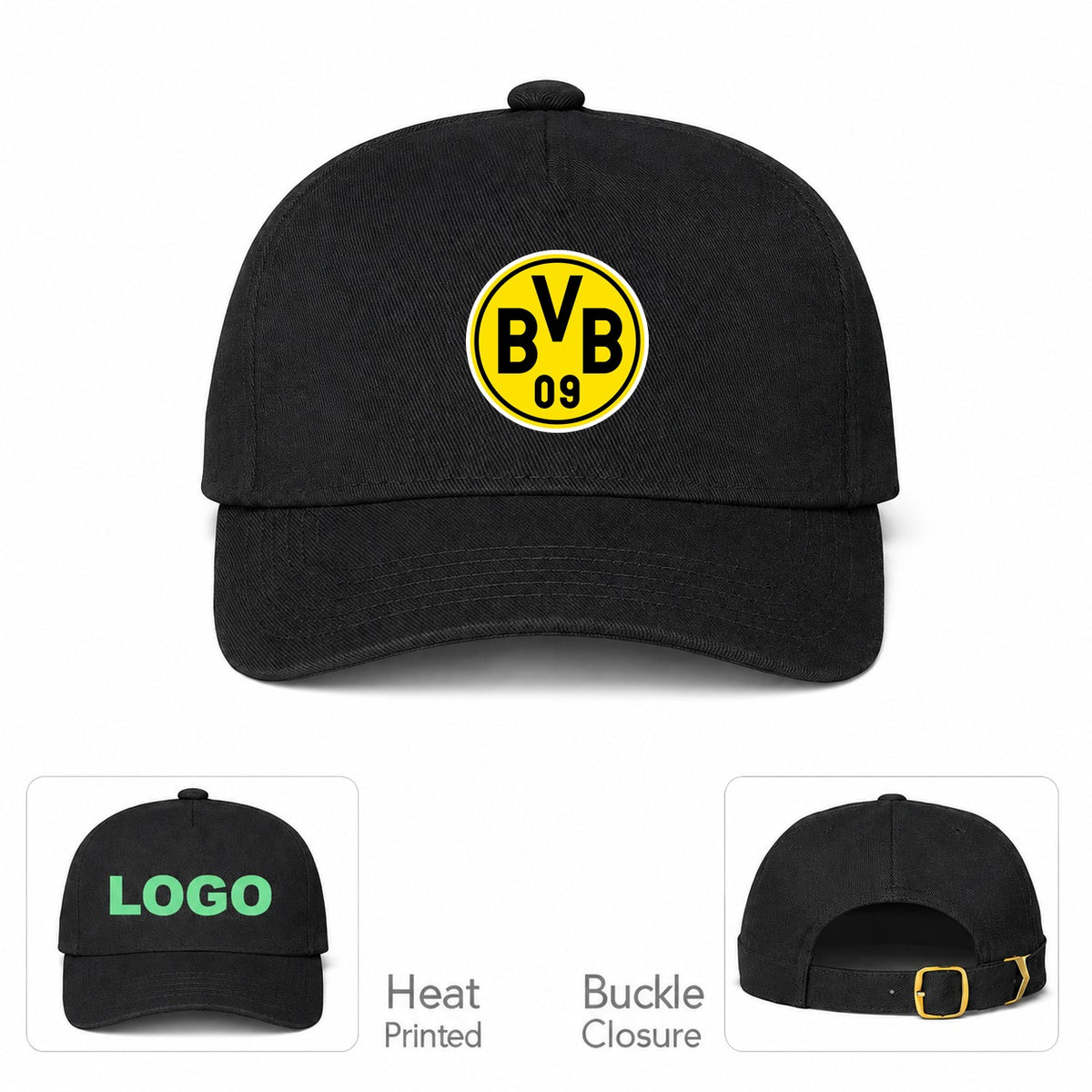 Borussia Dortmund BVB FC Dad Baseball Cap Hat - Black