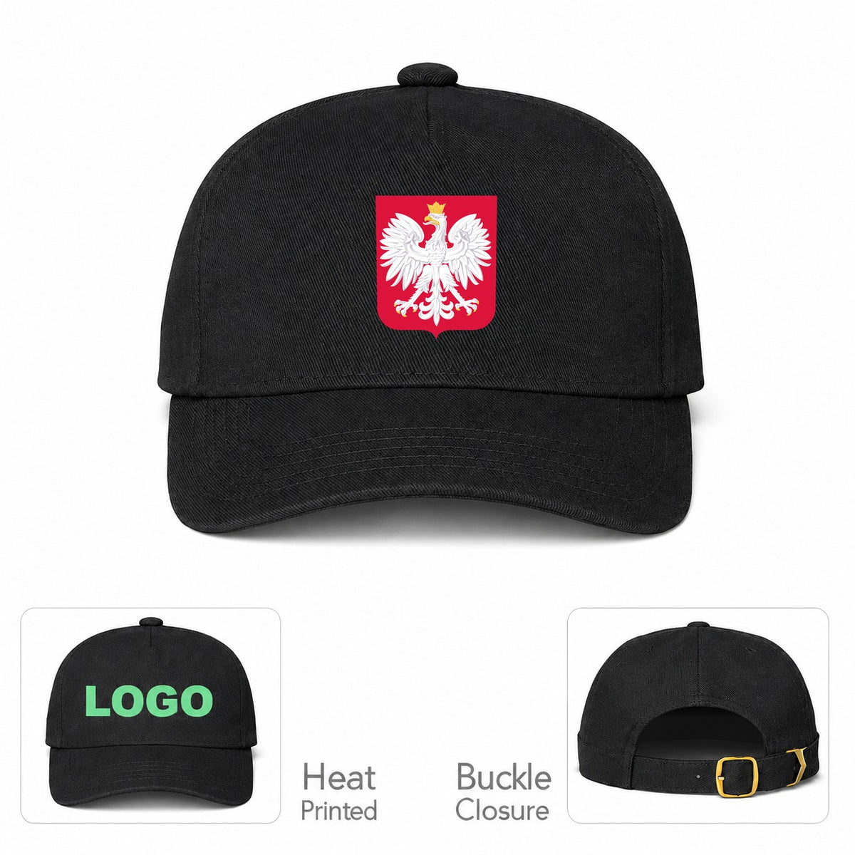 Poland National Soccer Team Dad Baseball Cap Hat - Black