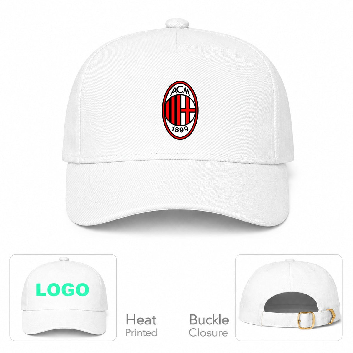 AC Milan Soccer Dad Baseball Cap Hat - White