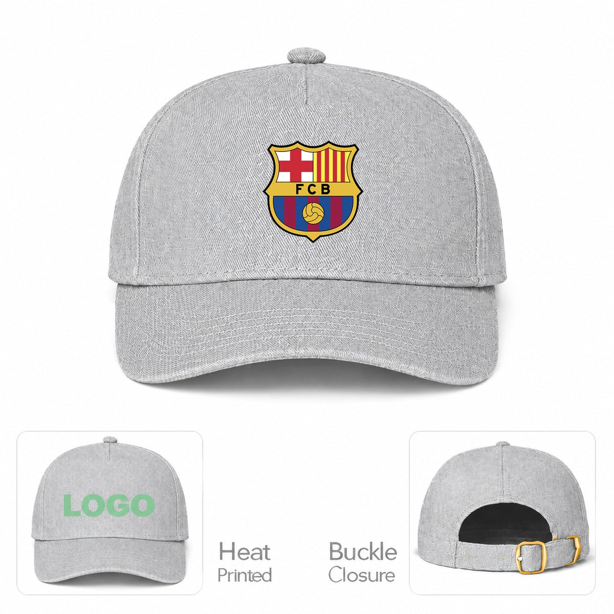 F.C. Barcelona Soccer Dad Baseball Cap Hat - Gray