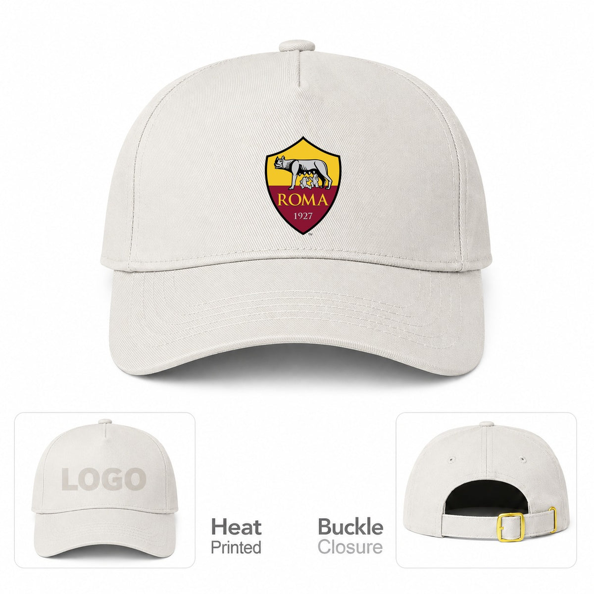 AS Roma FC Dad Baseball Cap Hat - Beige
