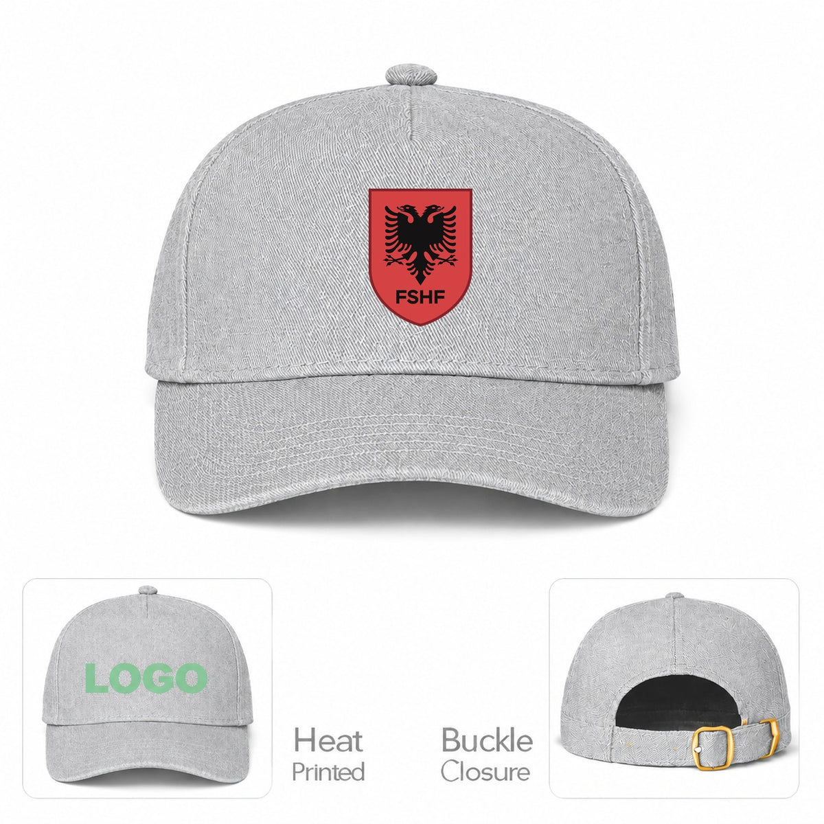 Albania National Soccer Team Dad Baseball Cap Hat - Gray