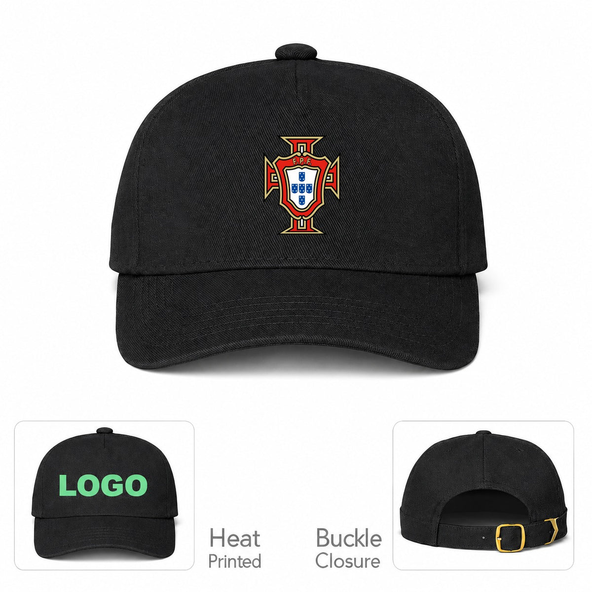 Portugal National Soccer Team Dad Baseball Cap Hat - Black