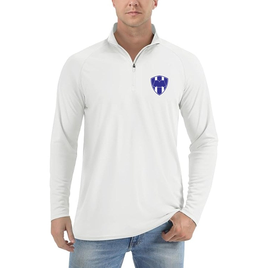 Men's Monterrey FC Lightweight Quarter-Zip Athletic Shirt Long Sleeve Performance Wear - White