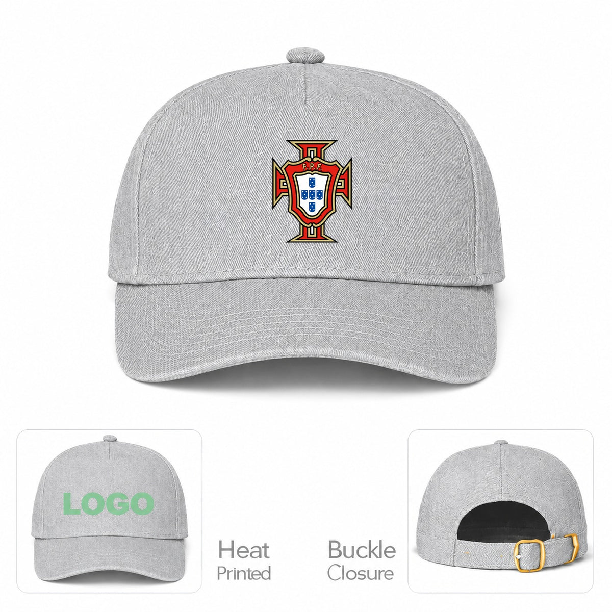 Portugal National Soccer Team Dad Baseball Cap Hat - Gray
