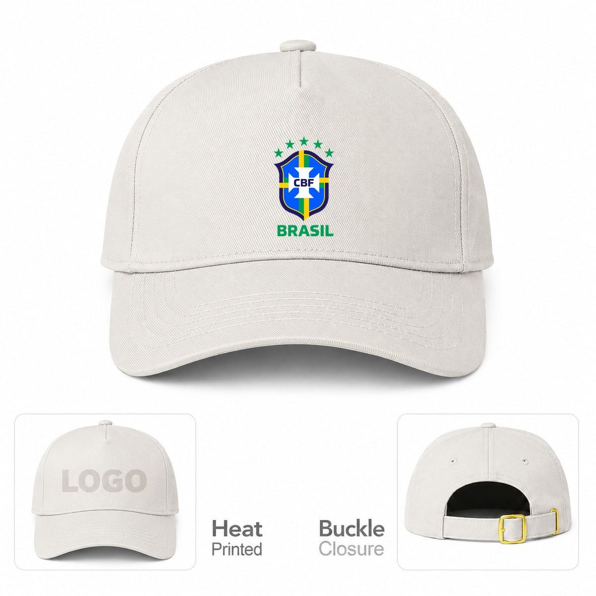 Brasil National Soccer Team Dad Baseball Cap Hat - Beige