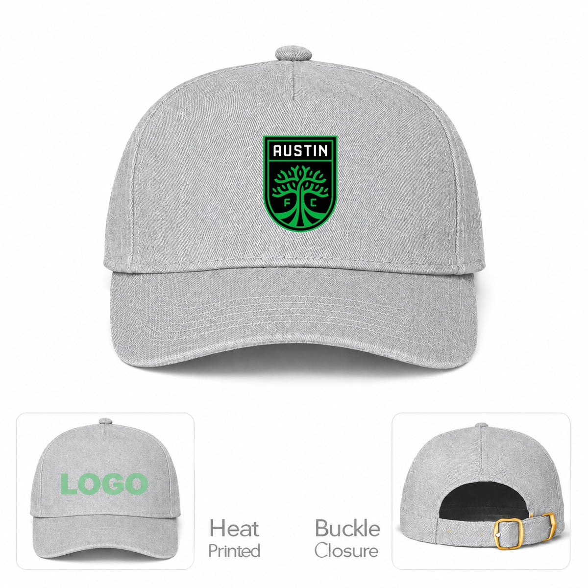 Austin FC Dad Baseball Cap Hat - Gray