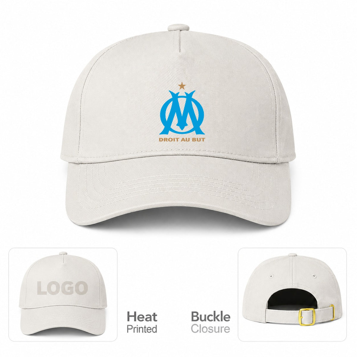 Olympique de Marseille FC Dad Baseball Cap Hat - Beige
