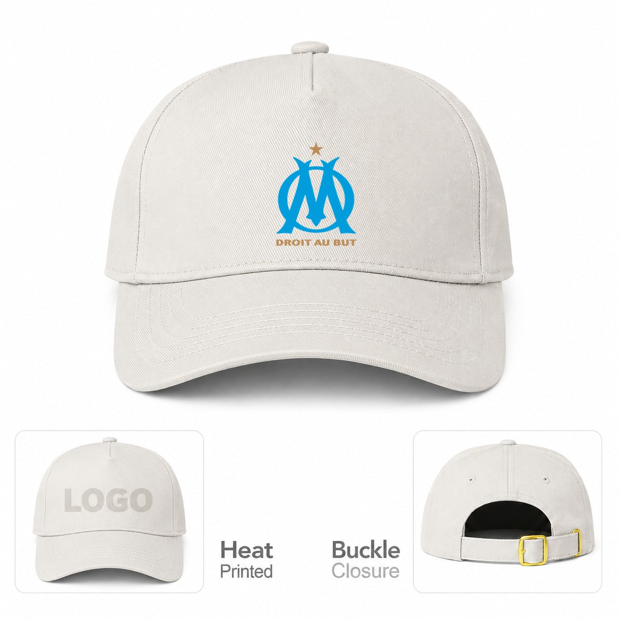 Olympique de Marseille FC Dad Baseball Cap Hat - Beige