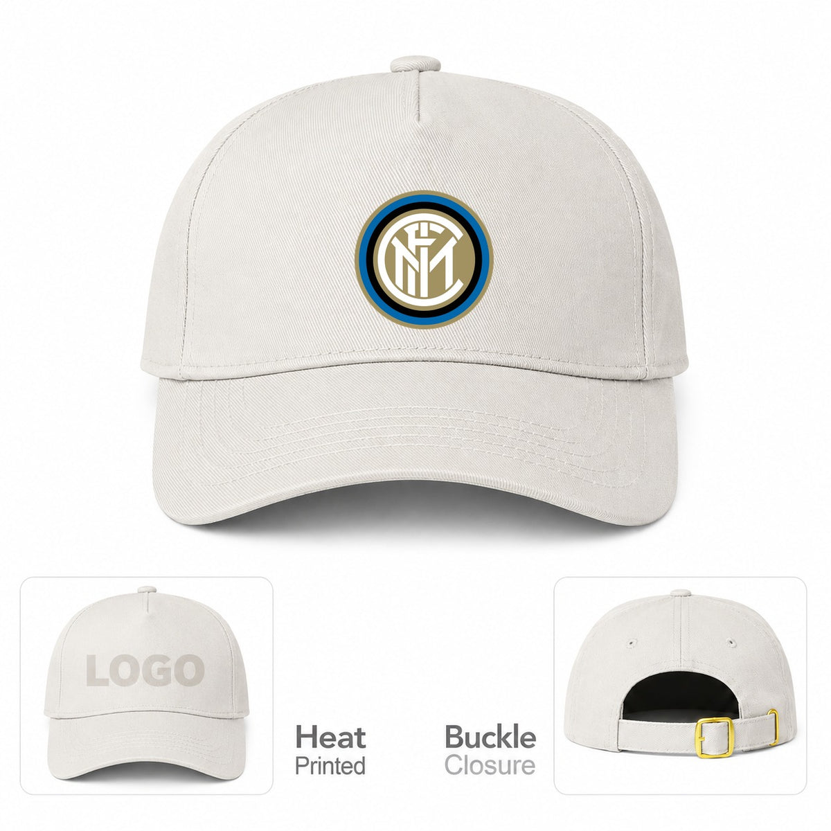 Inter Milan Soccer Dad Baseball Cap Hat - Beige