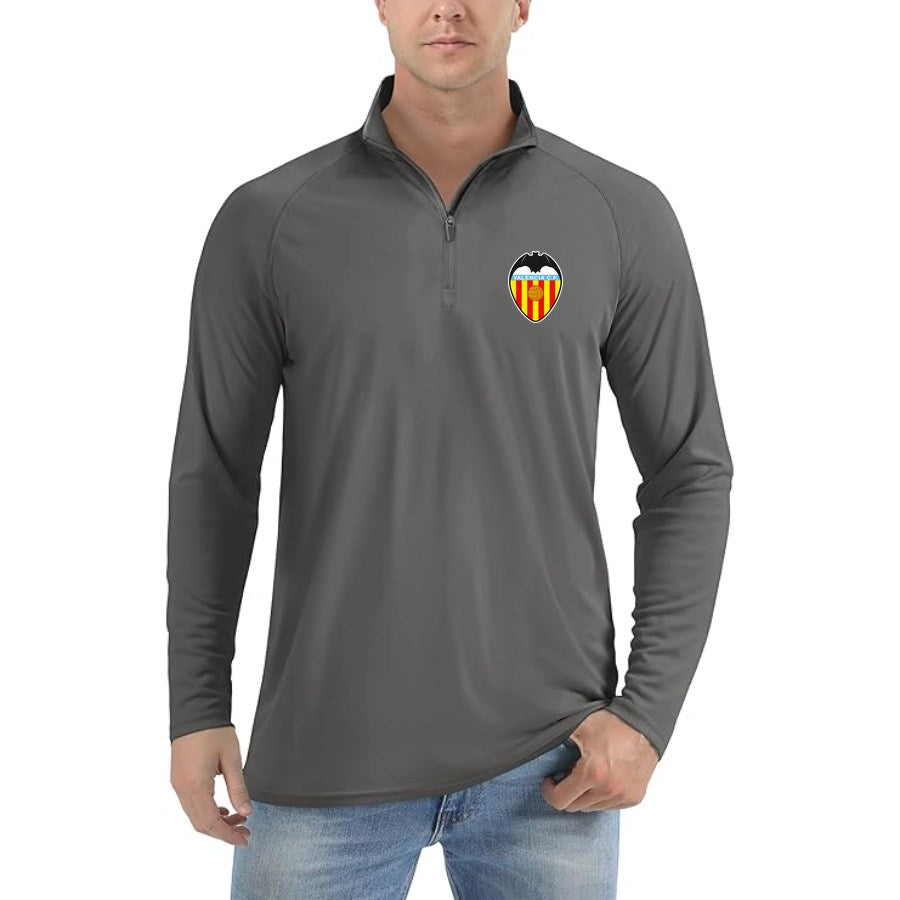 Men's Valencia FC Lightweight Quarter-Zip Athletic Shirt Long Sleeve Performance Wear - Dark Gray