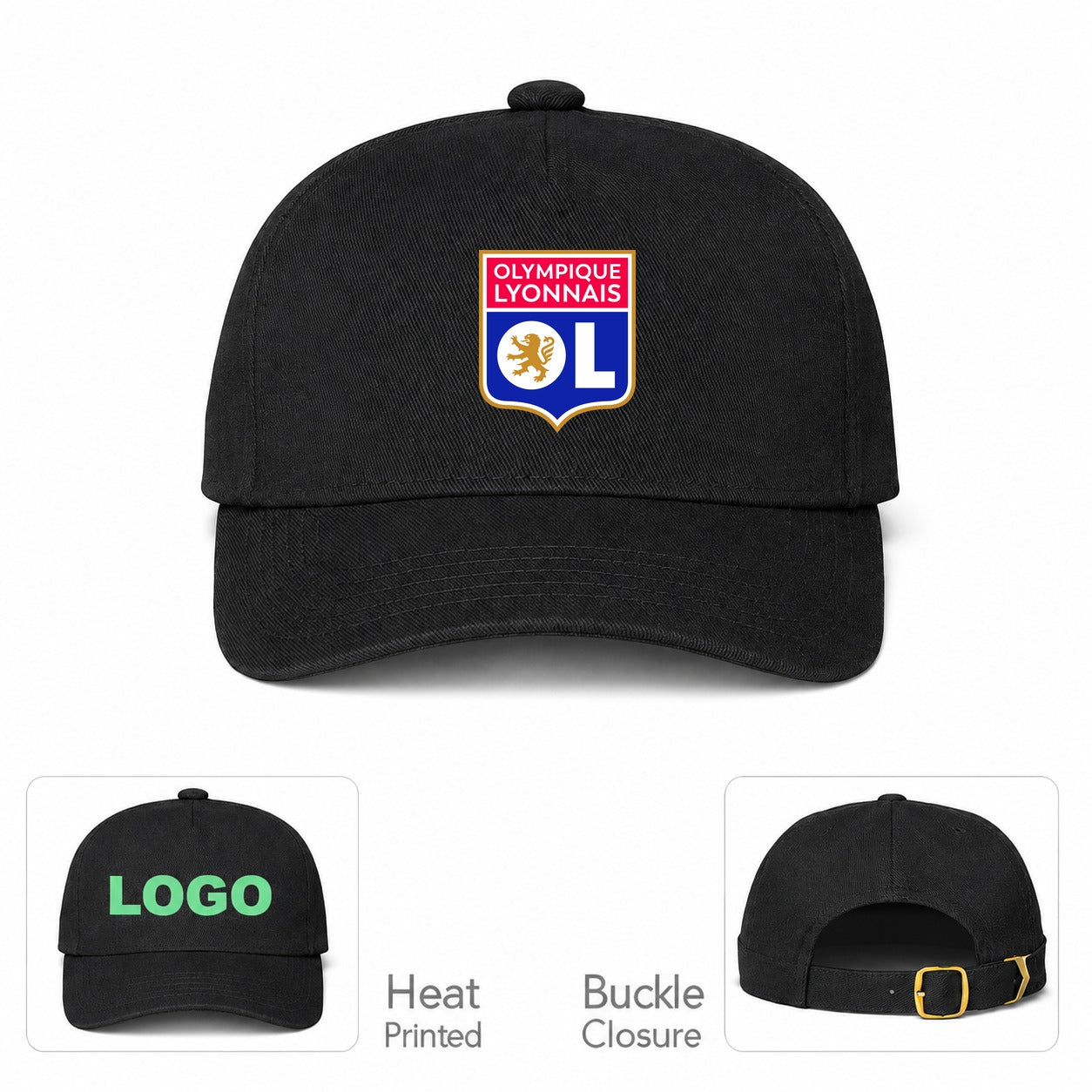 Olympique Lyonnais FC Dad Baseball Cap Hat - Black