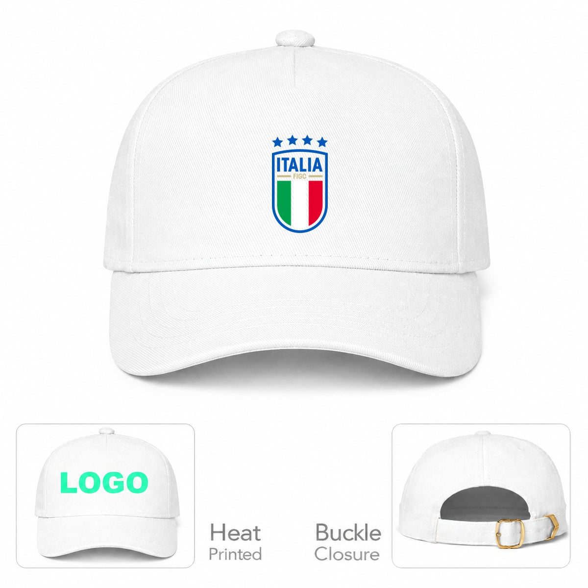 Italy National Soccer Dad Baseball Cap Hat - White