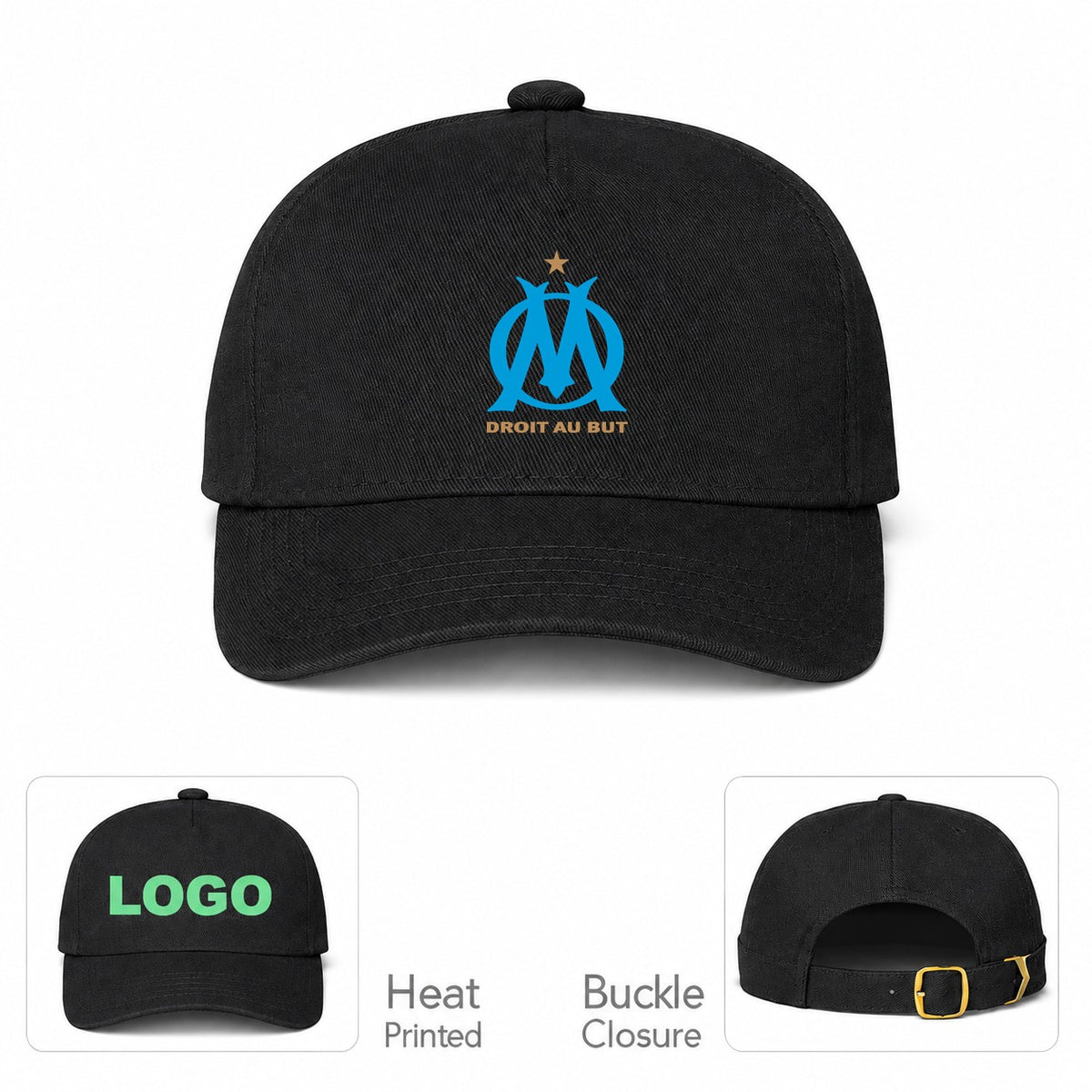 Olympique de Marseille FC Dad Baseball Cap Hat - Black