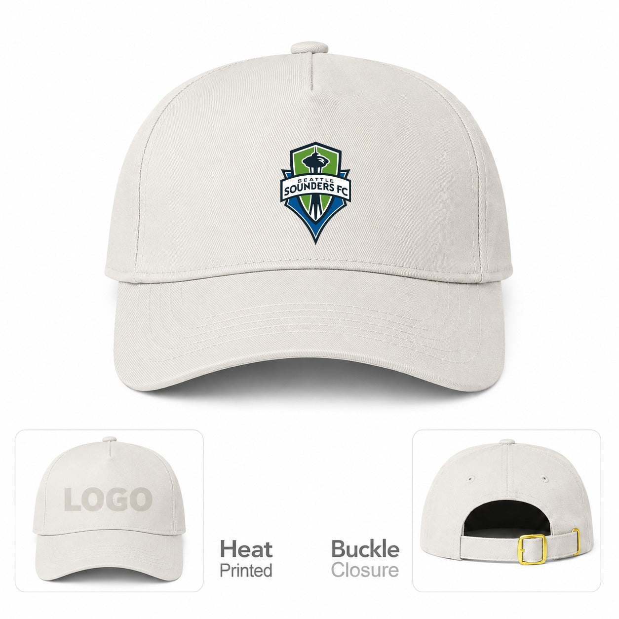Seattle Sounders FC Dad Baseball Cap Hat - Beige