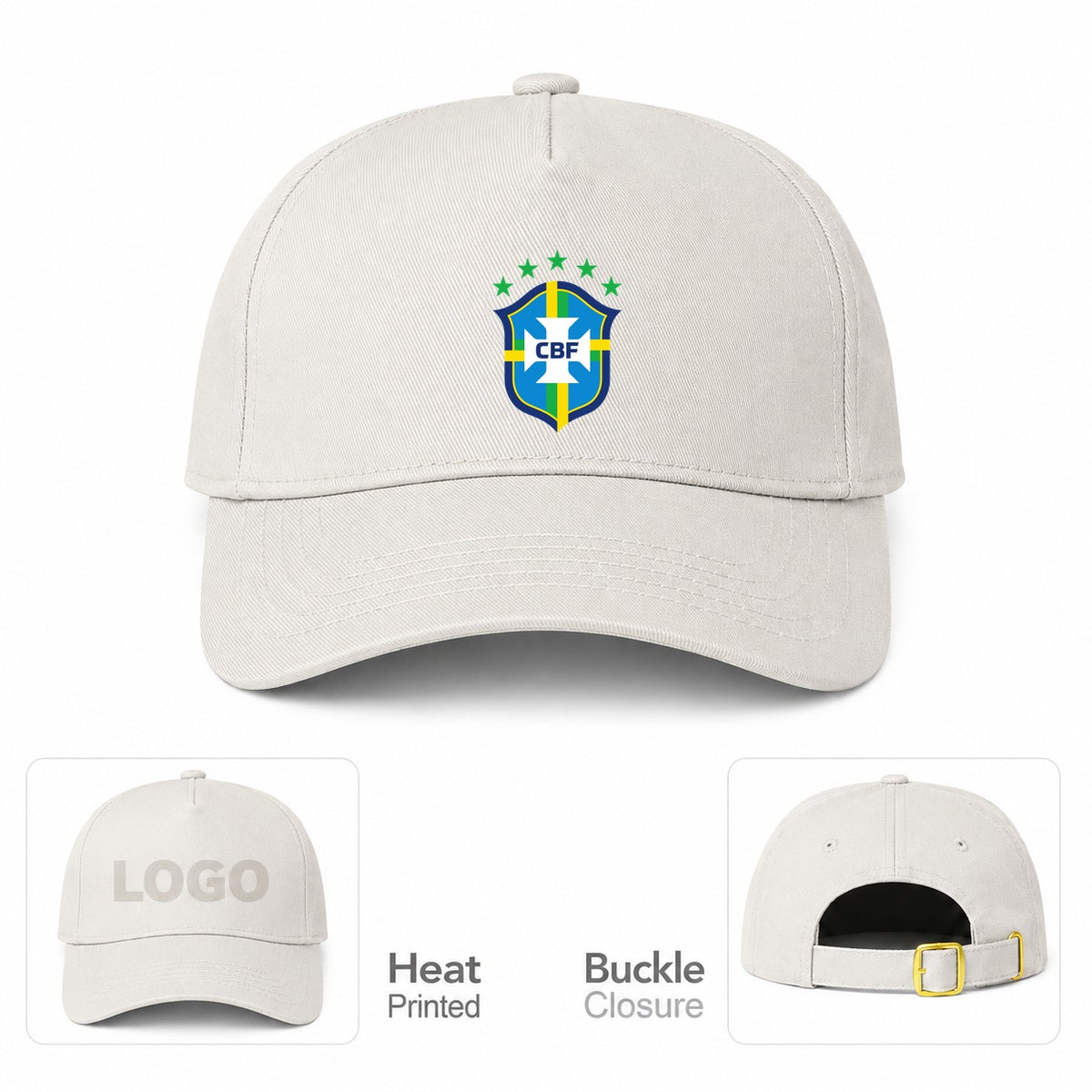 Brazil National Soccer Team Dad Baseball Cap Hat - Beige